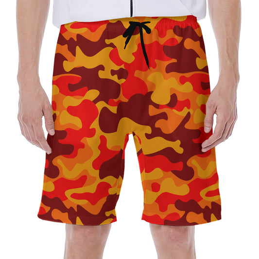 Orange Camouflage Print Men's Beach Shorts