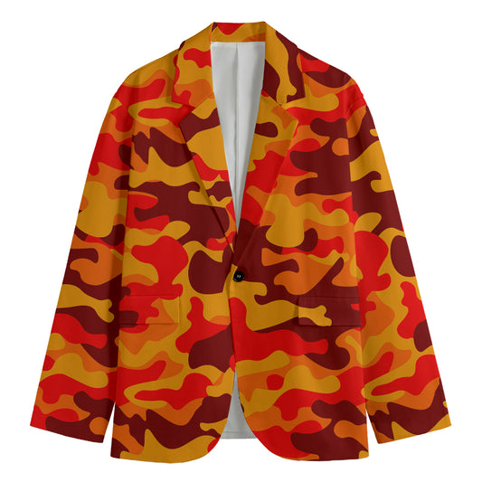 Orange Camouflage Print Men's Blazer