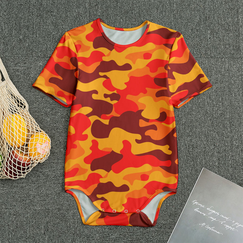 Orange Camouflage Print Men's Bodysuit