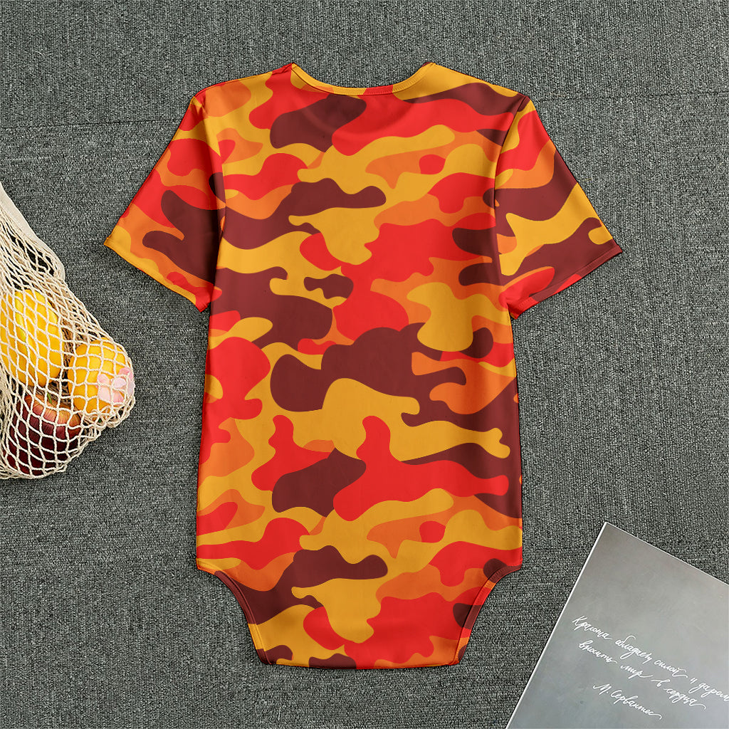 Orange Camouflage Print Men's Bodysuit
