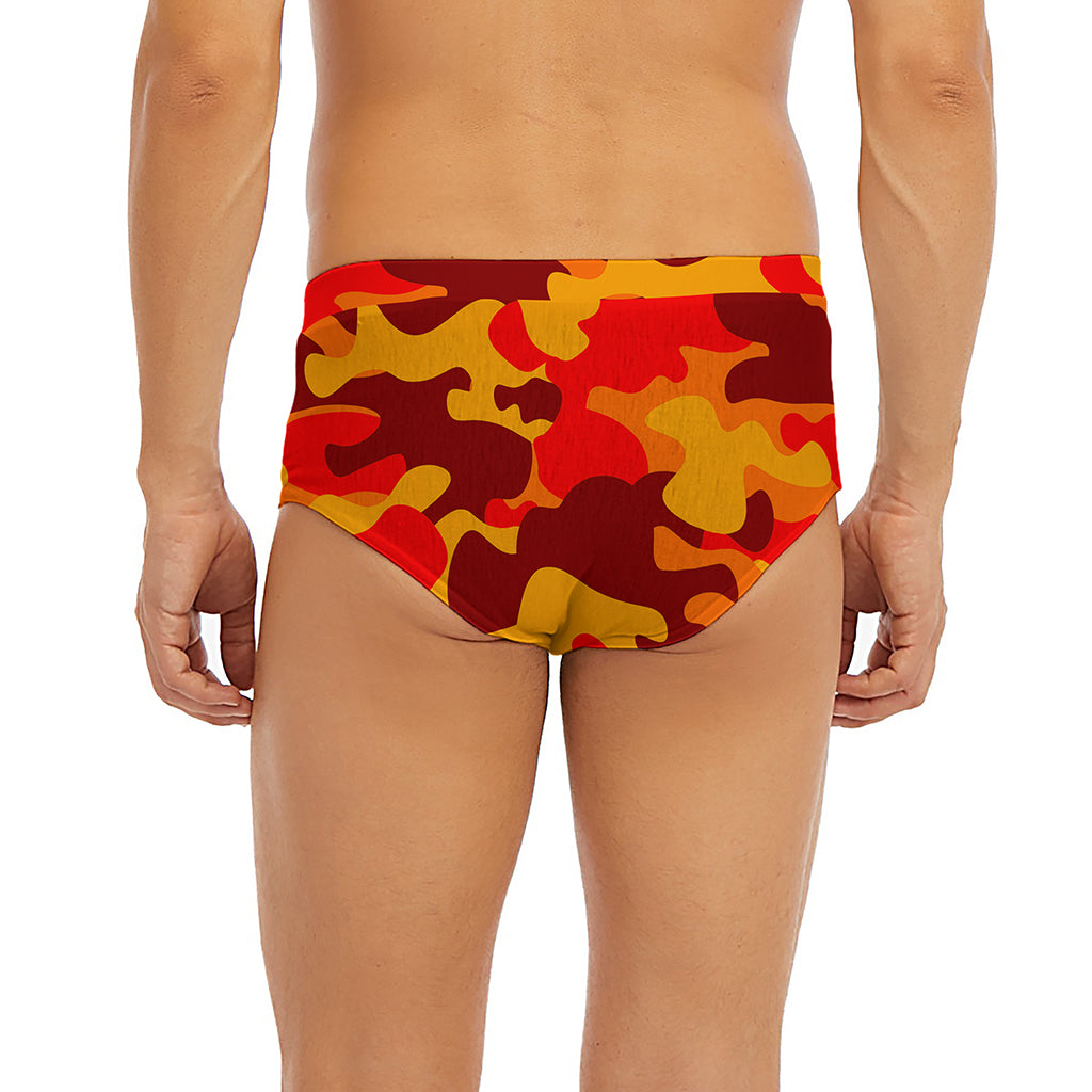 Orange Camouflage Print Men's Briefs