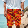 Orange Camouflage Print Men's Cargo Shorts