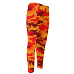 Orange Camouflage Print Men's Compression Pants
