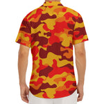 Orange Camouflage Print Men's Deep V-Neck Shirt