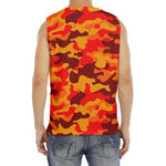 Orange Camouflage Print Men's Fitness Tank Top