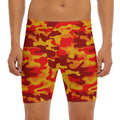 Orange Camouflage Print Men's Long Boxer Briefs
