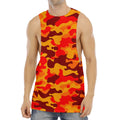 Orange Camouflage Print Men's Muscle Tank Top