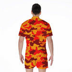 Orange Camouflage Print Men's Rompers
