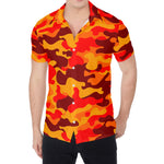 Orange Camouflage Print Men's Shirt