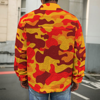 Orange Camouflage Print Men's Shirt Jacket