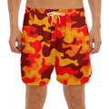 Orange Camouflage Print Men's Split Running Shorts