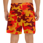 Orange Camouflage Print Men's Split Running Shorts
