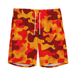 Orange Camouflage Print Men's Sports Shorts