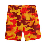 Orange Camouflage Print Men's Sports Shorts