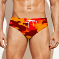 Orange Camouflage Print Men's Swim Briefs