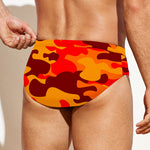 Orange Camouflage Print Men's Swim Briefs