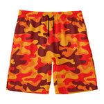 Orange Camouflage Print Men's Swim Trunks