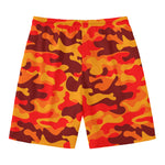 Orange Camouflage Print Men's Swim Trunks