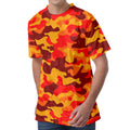 Orange Camouflage Print Men's Velvet T-Shirt
