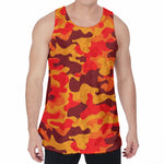 Orange Camouflage Print Men's Velvet Tank Top