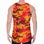 Orange Camouflage Print Men's Velvet Tank Top