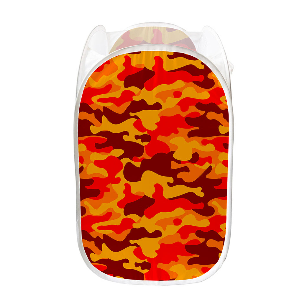 Orange Camouflage Print Mesh Laundry Hamper