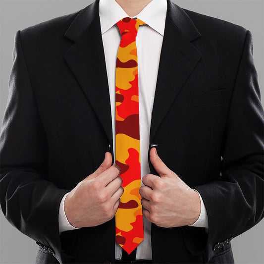 Orange Camouflage Print Necktie