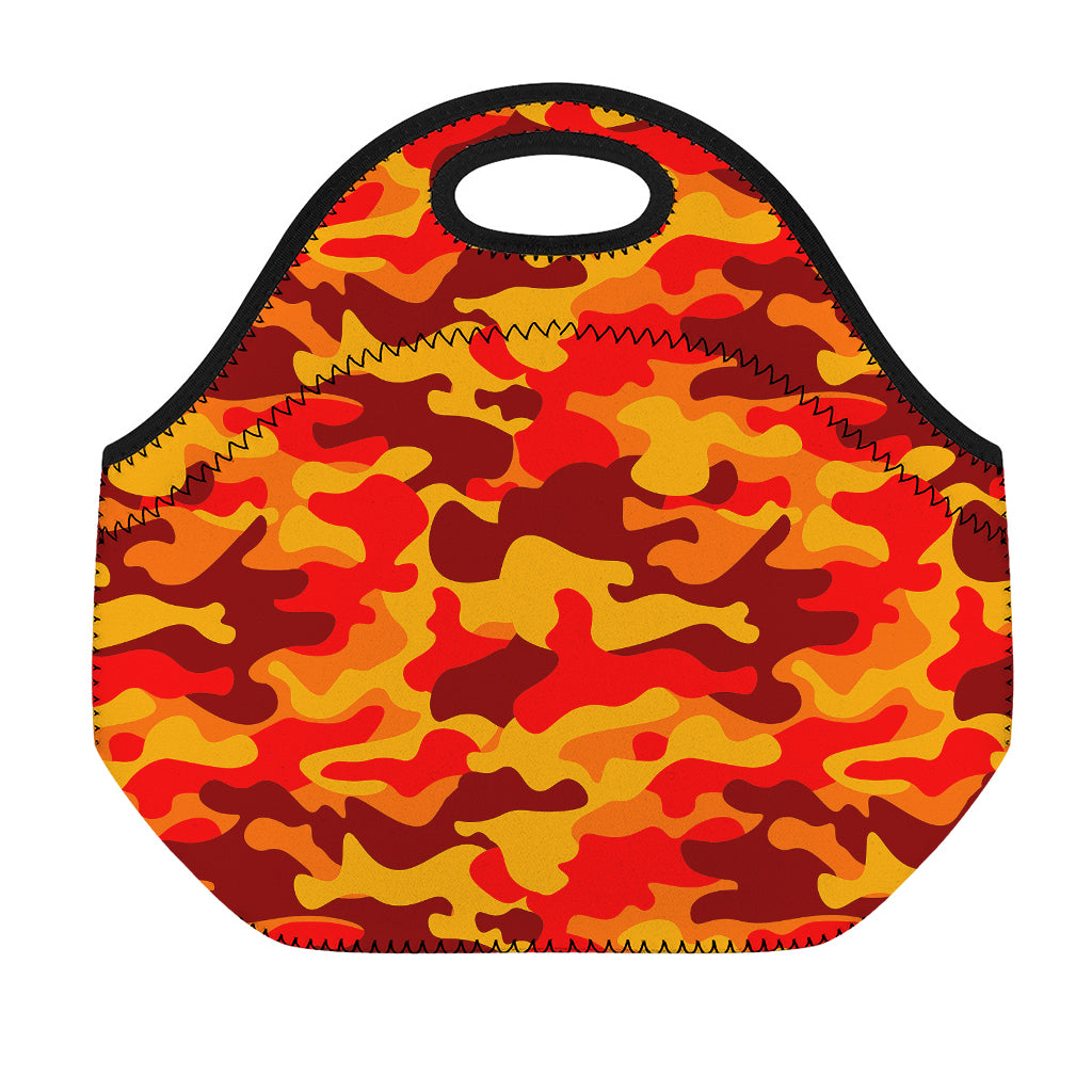 Orange Camouflage Print Neoprene Lunch Bag