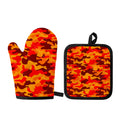 Orange Camouflage Print Oven Mitt And Pot Holder Set