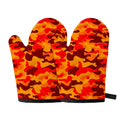 Orange Camouflage Print Oven Mitts