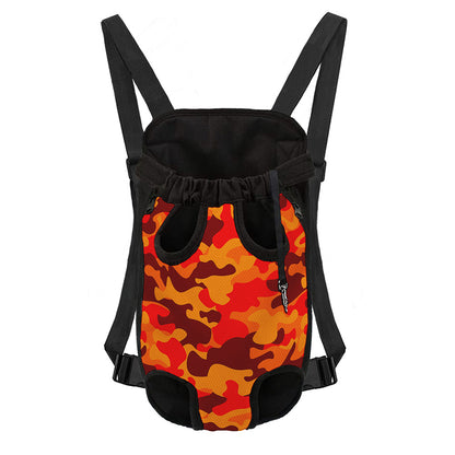 Orange Camouflage Print Pet Carrier Backpack