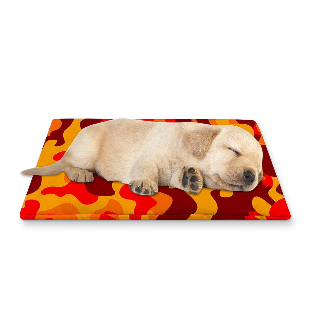 Orange Camouflage Print Pet Cooling Mat Cover