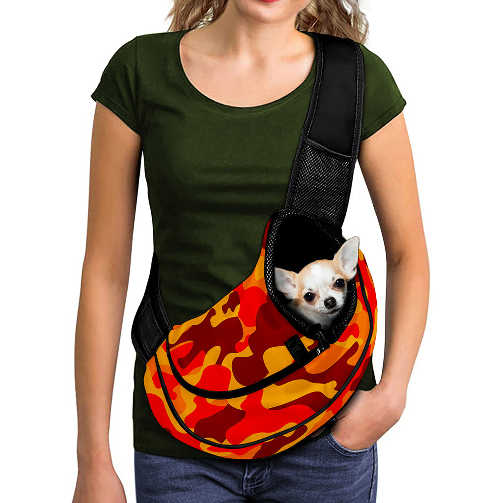Orange Camouflage Print Pet Sling Carrier