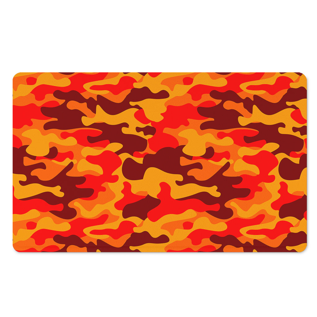 Orange Camouflage Print Polyester Doormat
