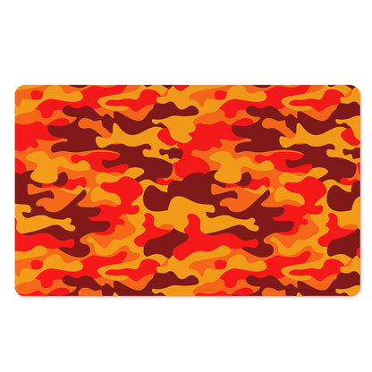 Orange Camouflage Print Polyester Doormat