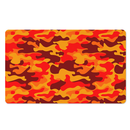 Orange Camouflage Print Polyester Doormat