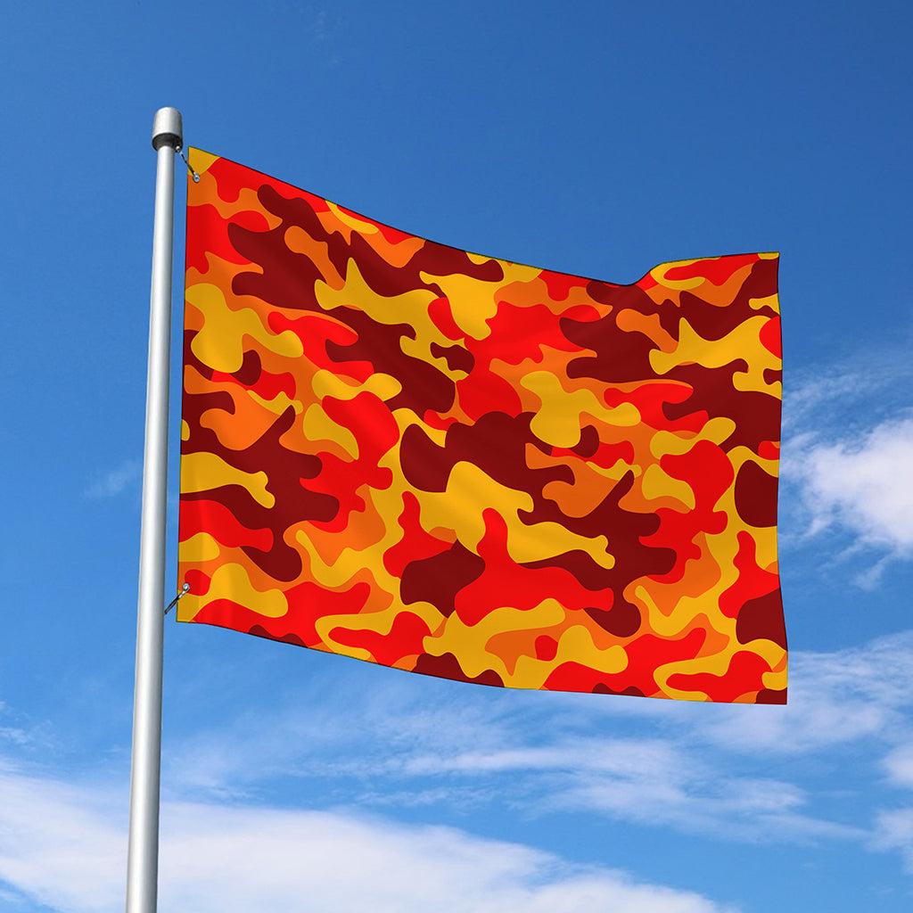 Orange Camouflage Print Polyester Flag
