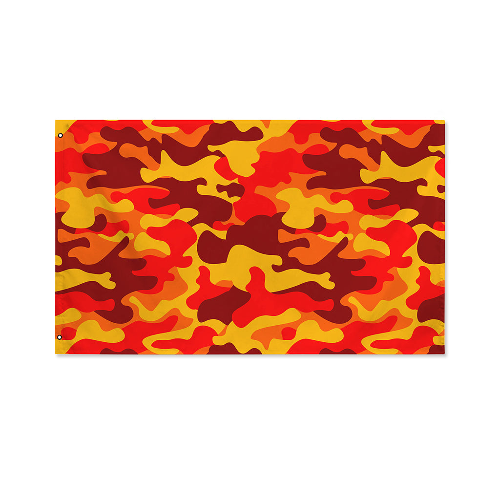 Orange Camouflage Print Polyester Flag