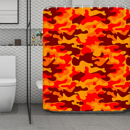 Orange Camouflage Print Polyester Shower Curtain