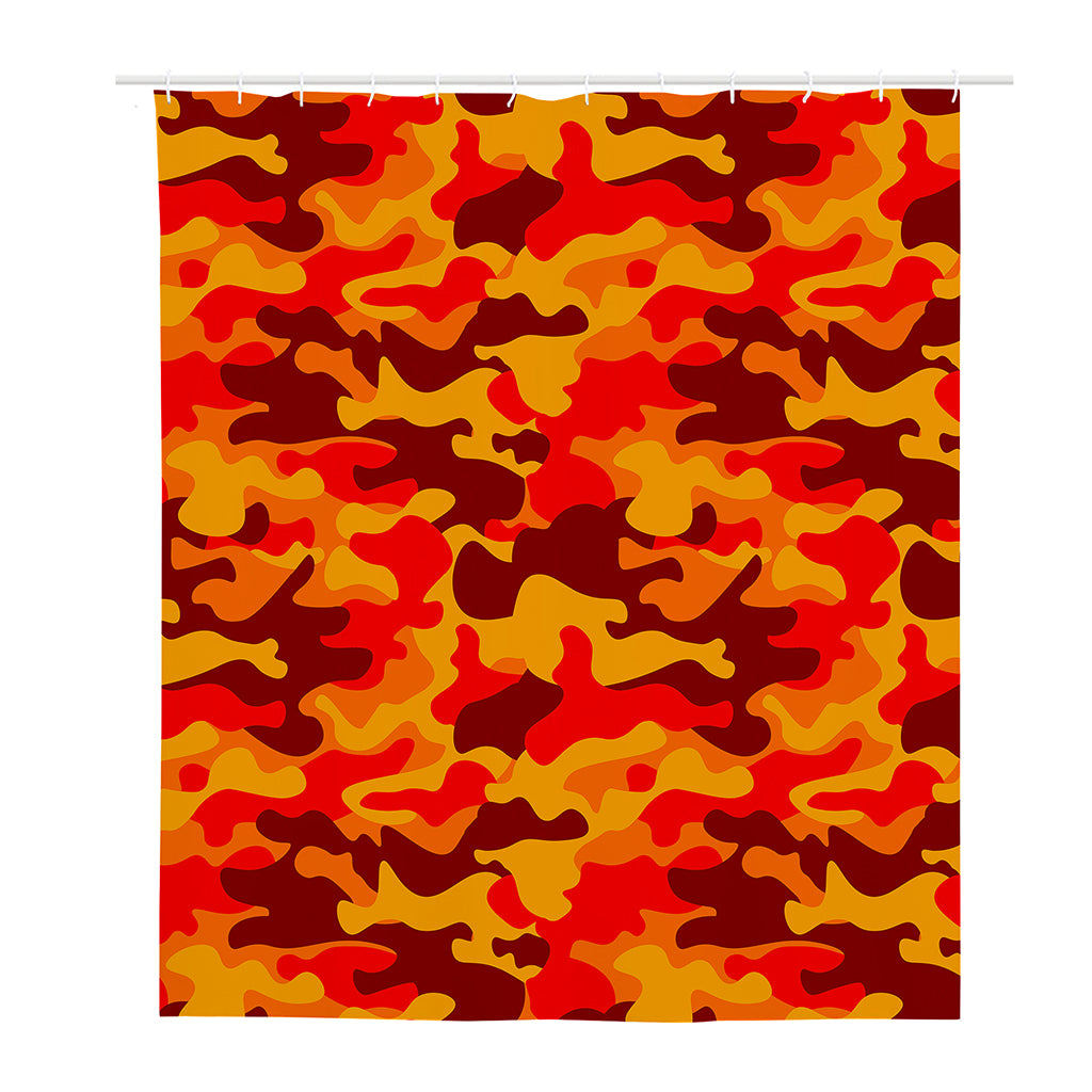 Orange Camouflage Print Polyester Shower Curtain
