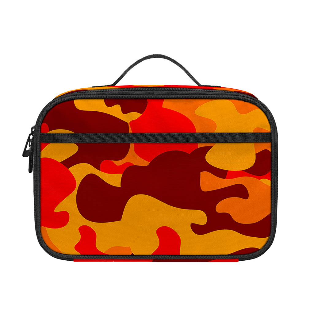 Orange Camouflage Print Portable Lunch Bag