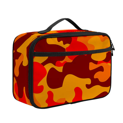 Orange Camouflage Print Portable Lunch Bag