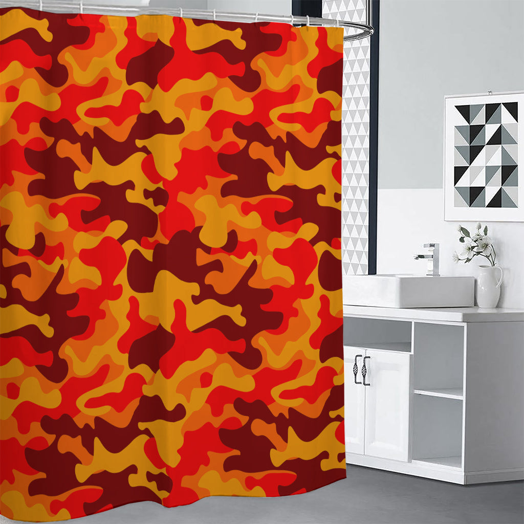 Orange Camouflage Print Premium Shower Curtain