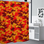 Orange Camouflage Print Premium Shower Curtain