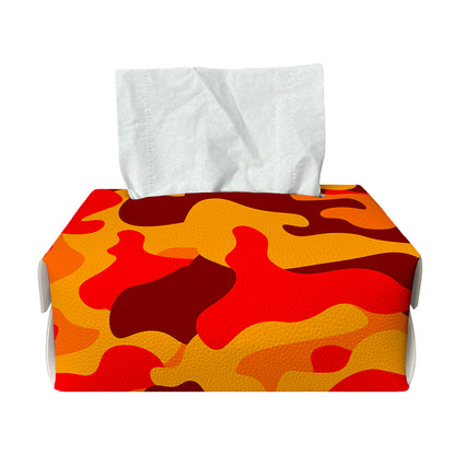 Orange Camouflage Print Rectangle Tissue Box Cover
