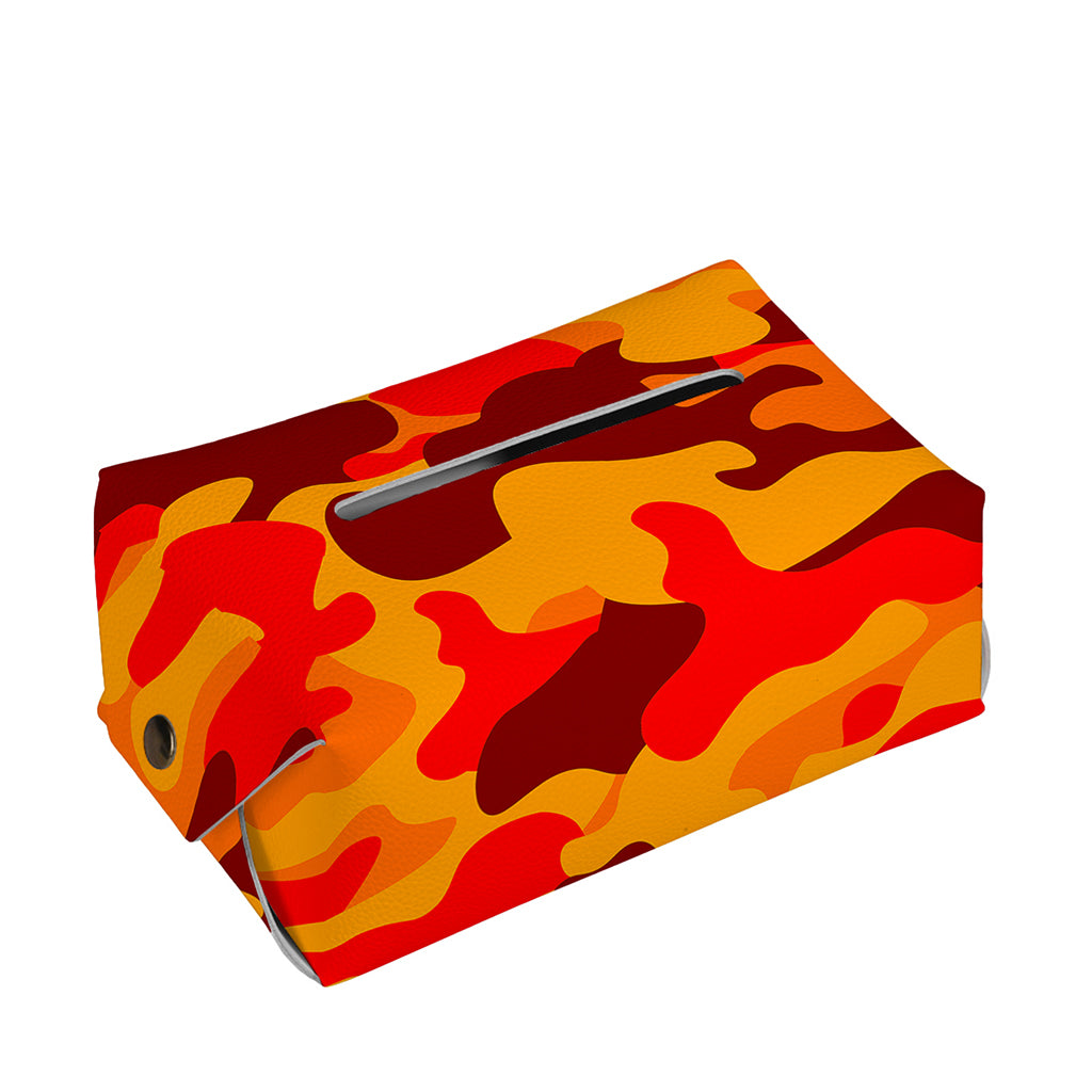 Orange Camouflage Print Rectangle Tissue Box Cover