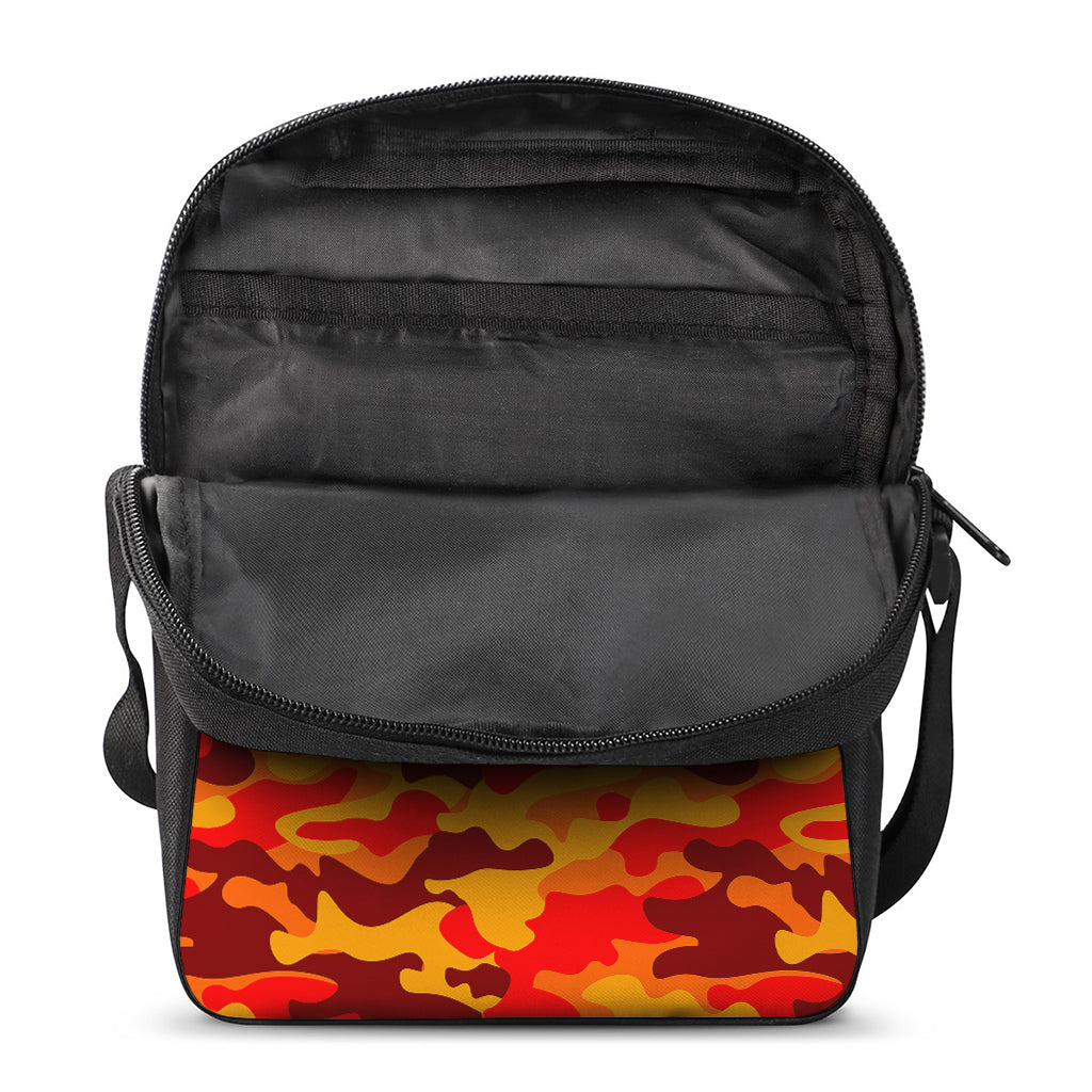 Orange Camouflage Print Rectangular Crossbody Bag