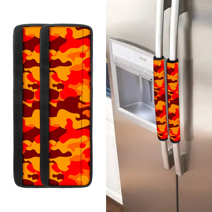 Orange Camouflage Print Refrigerator Handle Covers