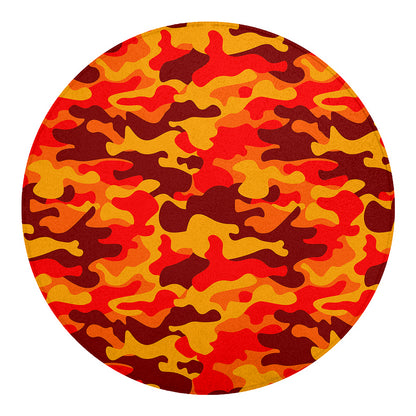 Orange Camouflage Print Round Blanket