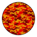 Orange Camouflage Print Round Floor Mat